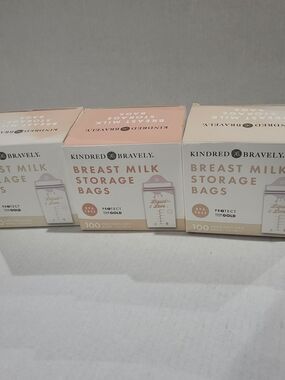 Lot of 3 - 100 ct  Kindred Bravely Breast Milk Storage Bags - 6 oz - 300 Bags